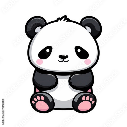 cute panda sticker png  generative ai