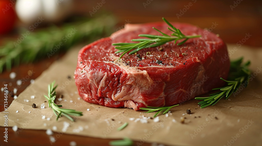 A quality cut of ribeye beef often marbled to add richness, a high-quality steak. For a restaurant, an unusual background. A quality cut of ribeye beef often marbled to add richness, a high-quality steak. For a restaurant, an unusual background.