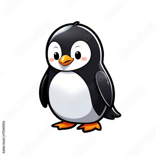 cute penguin sticker png  generative ai 