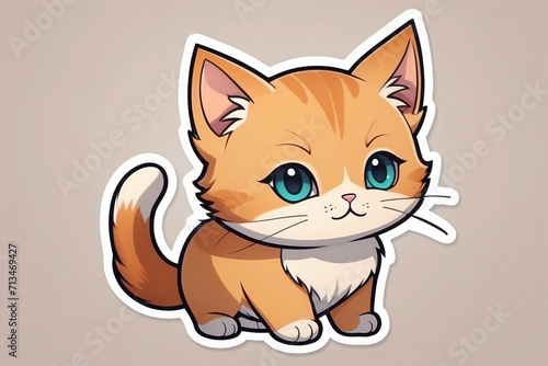cute chibi sticker icon cat