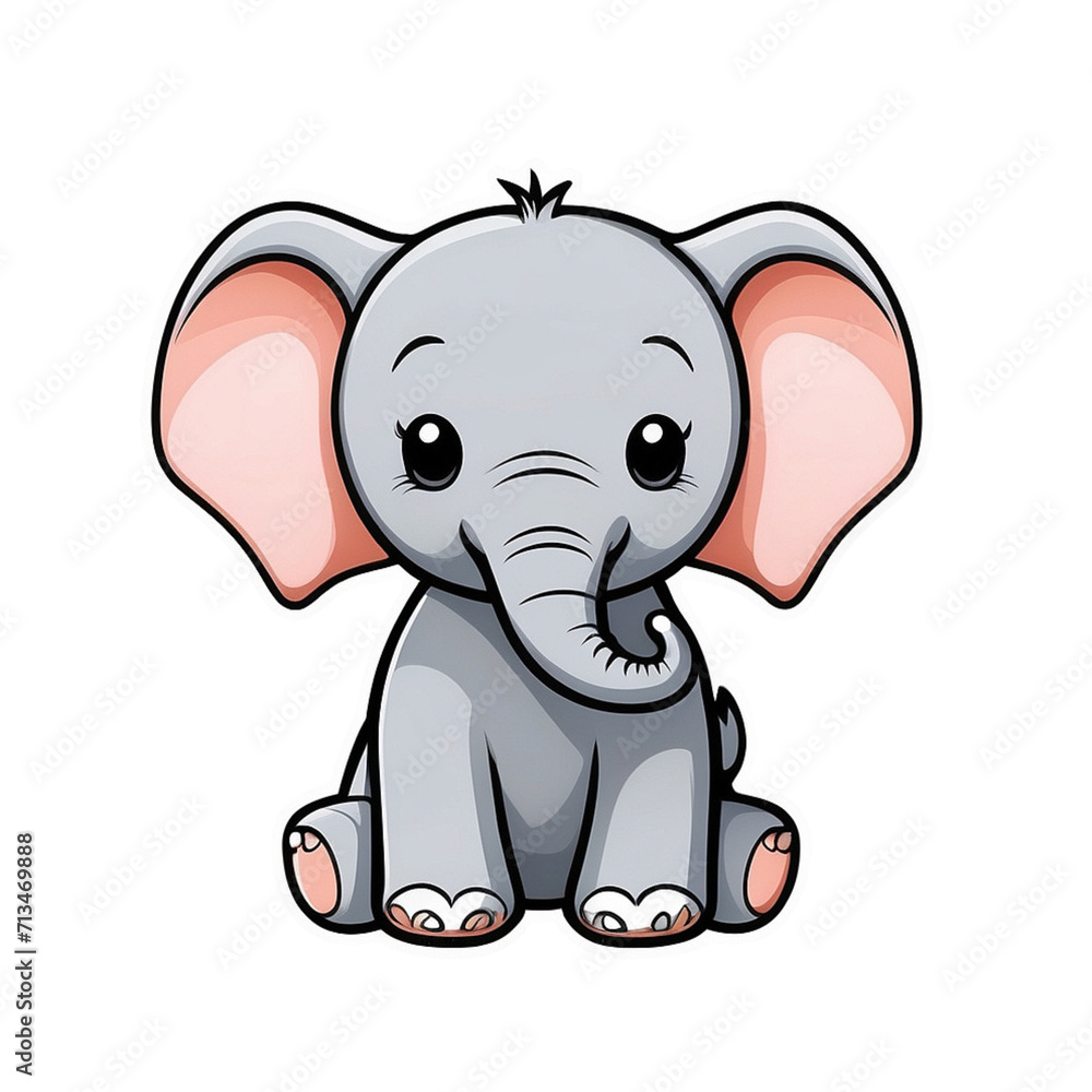 Naklejka premium Adorable Baby Elephant Bliss Sticker: Charming Little Elephant with Playful Ears and Gentle Eyes, the Perfect Companion to Bring a Wholesome Touch to Your Devices and Belongings, generative ai