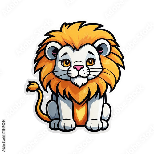 Lively Little Lion Cub Sticker: Adorable Baby Lion with a Playful Mane and Endearing Roar, a Charming Addition to Personalize Your Devices and Infuse a Roaring Cute Vibe, generative ai © Jitesh