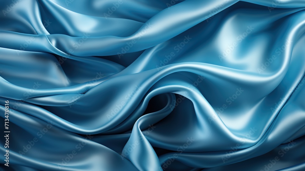Obraz premium Elegant Blue Drapery: A Wallpaper Featuring the Soft and Silky Weave of Blue Satin Fabric, Bringing a Touch of Sophistication