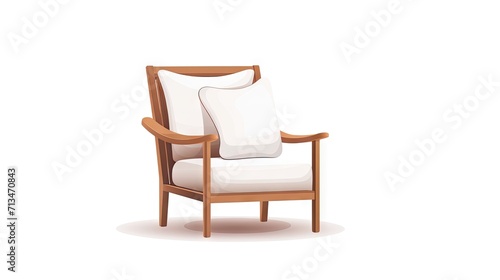 A stylish wooden chair with soft pillows  isolated on a white background  presenting a perfect blend of comfort and modern interior aesthetics.