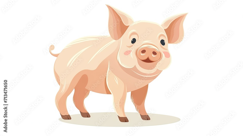 Fototapeta premium smiling baby piglet clipping path on white Isolated background.