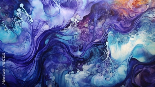 Abstract Purple, Blue, and Orange Psychedelic Fluid Lines Oil Painting Texture Background