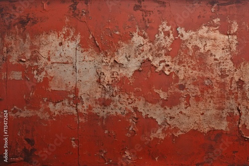  a red wall with peeling paint and a clock on the top of the wall and a clock on the bottom of the wall. photo