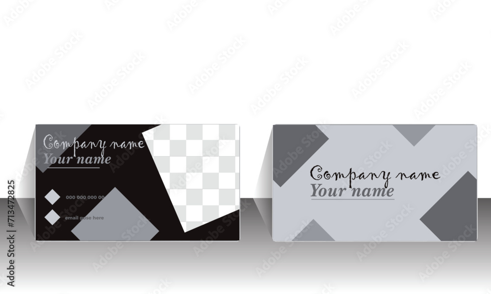 Fototapeta premium Business Card Creative and modern Black, white, gray template landscape Vector illustration layout design professional presentation