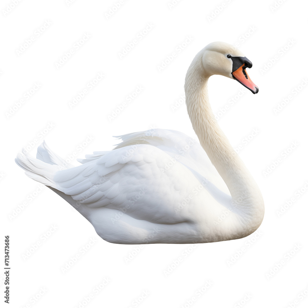 White swan on transparent and white background. Generative ai White swan on transparent and white background. Generative ai