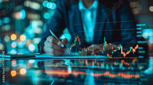 Digital finance expertise, Trade manager deeply immersed in analyzing stock market indicators. Smart investment decisions guided by financial data and digital AI insights. © Rathnayakamudalige