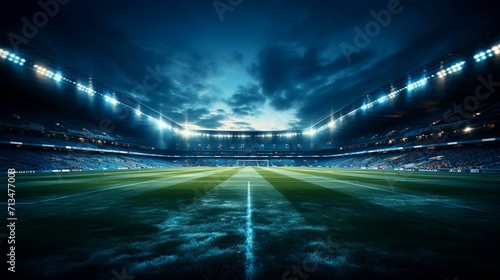 Digital Football Stadium View Illuminated by Bright Lights  