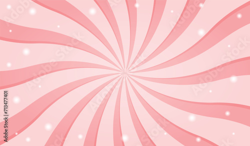 Candy color sunburst background. Abstract pink cream sunbeams design wallpaper. Colorful spinning lines for template, banner, poster, flyer. Vector backdrop