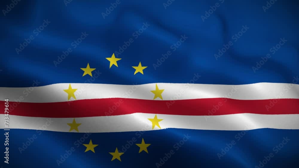 Cape Verde flag waving animation, perfect loop, official colors, 4K video Cape Verde flag waving animation, perfect loop, official colors, 4K video