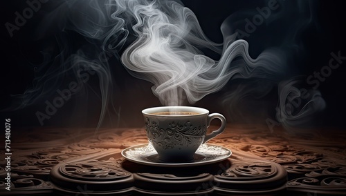 coffee cup with smoke coming from the top