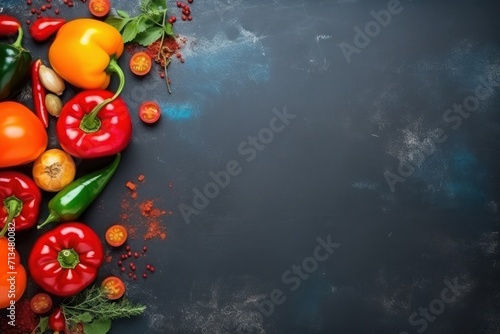  a bunch of different types of vegetables on a black background with space for a text or an image with space for text.