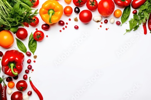  a bunch of different types of vegetables on a white background with a place for a text or an image with a place for your own text.