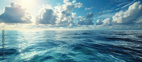 Beautiful blue sea blue sea calm and sun shining. Copy space image. Place for adding text or design