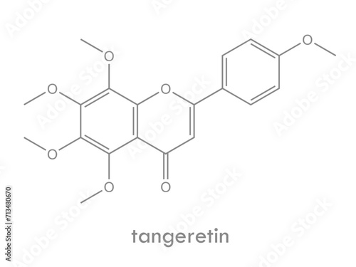 Tangeretin structure. Molecule of flavonol found in tangerine and other citrus plants.
