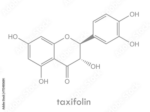 Taxifolin structure. Molecule of flavonoid found in many plants. photo