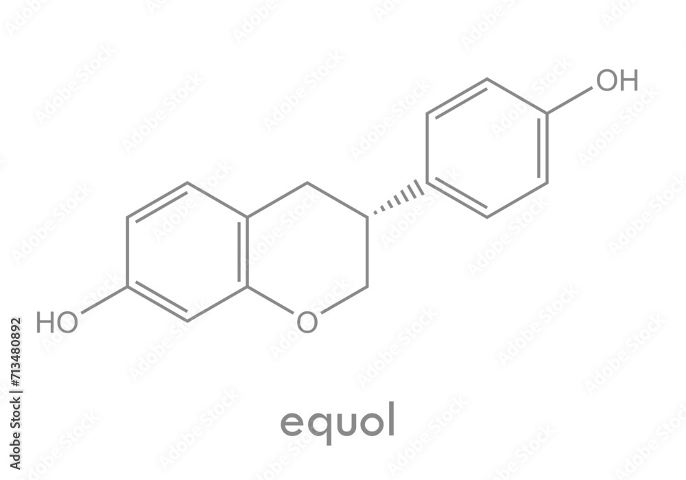 Equol structure. Molecule of izoflavone estrogen found in soybeans Equol structure. Molecule of izoflavone estrogen found in soybeans