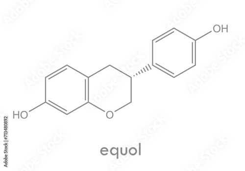 Equol structure. Molecule of izoflavone estrogen found in soybeans