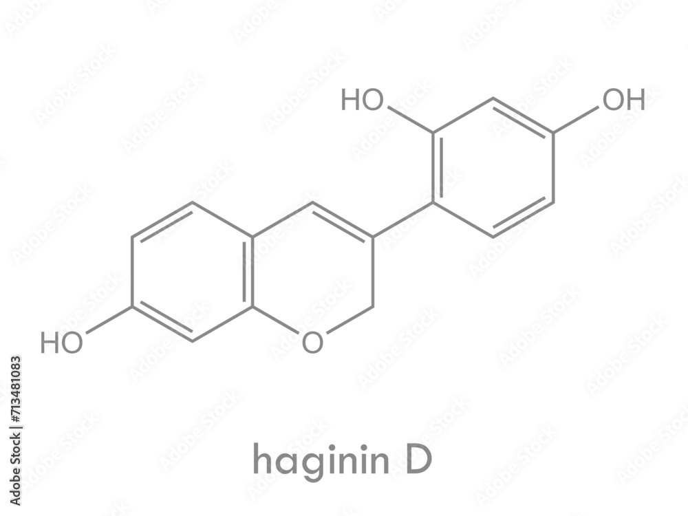 Haginin D structure. Molecule of isoflavan (flavonoid).