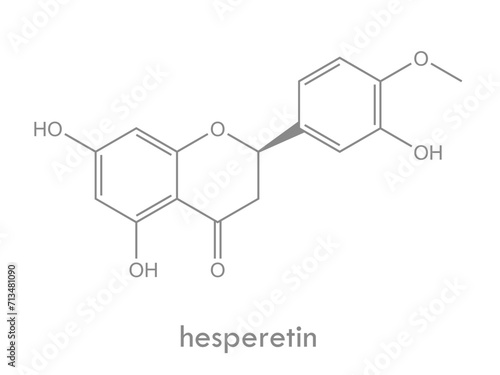 Hesperetin structure. Molecule of flavanone found in citrus plants.