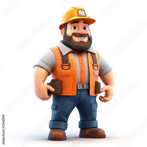 man fat. 3d character builder mechanic illustration on white background Builder, Electrician, Designer, Pipeterworker