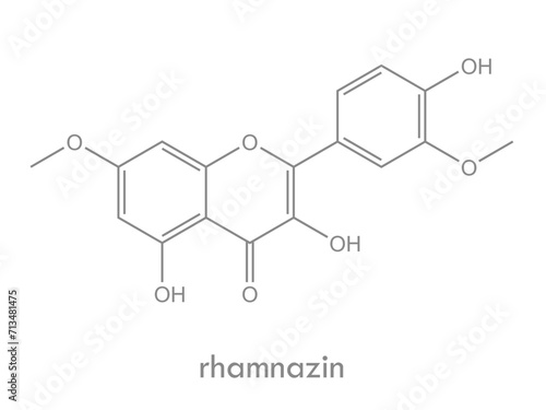 Rhamnazin structure. Molecule of flavonol found in buckthorn plant.