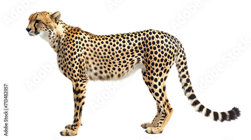 Majestic Cheetah Standing on a White Background in Simple, Clear Image