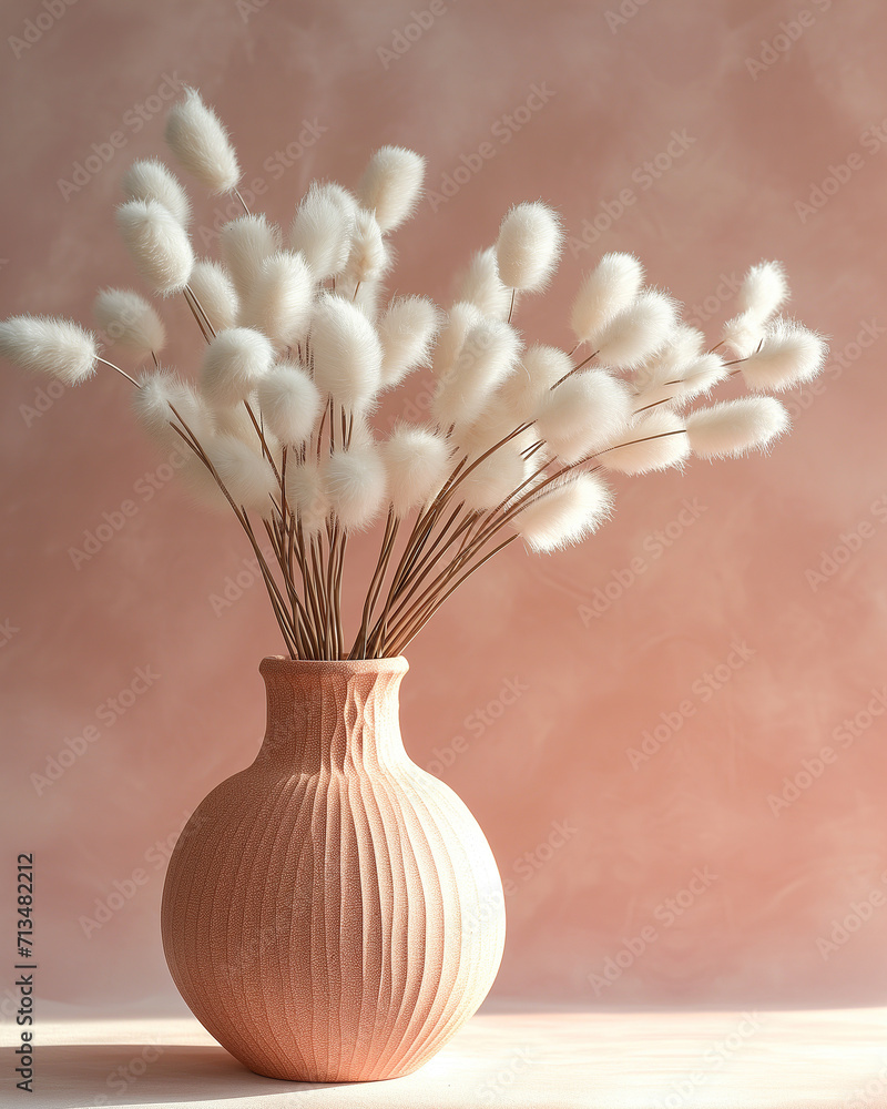 Peach Vase with Textured Bunny Tail Bouquet Peach Vase with Textured Bunny Tail Bouquet