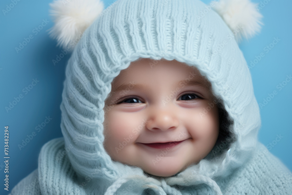 Cute newborn baby in a funny hat with ears Cute newborn baby in a funny hat with ears