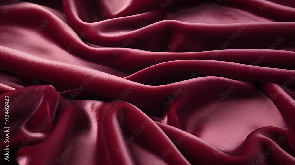 Fototapeta premium Luxury silk cloth with elegant maroon color with ripples