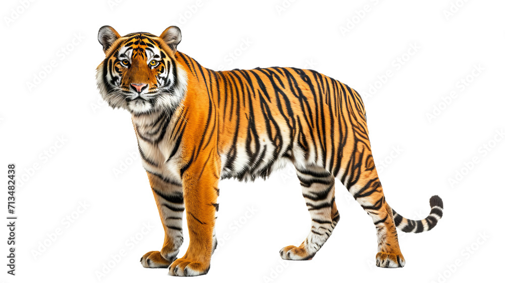 Fototapeta premium Majestic Tiger Standing on White Background