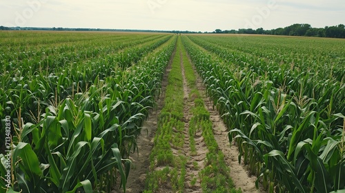 Green corn field farming photo