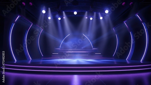 Empty stage with monochromatic colors and led panels modern stage, Entertainment show