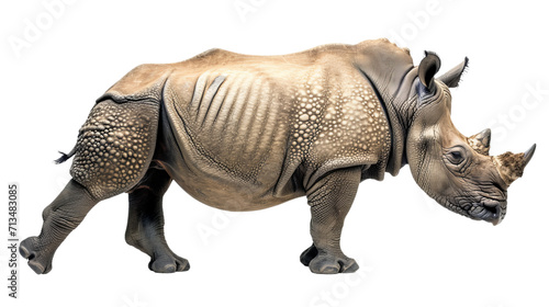 Majestic Rhinoceros Standing on a White Background