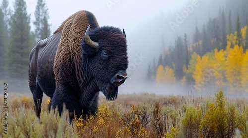 bison in park national park photo