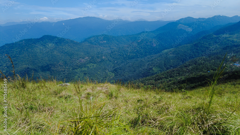 Naklejka premium Ponmudi hill station, beautiful mountain range in Thiruvananthapuram, Kerala 