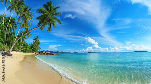 Beautiful tropical island with palm trees and beaches
