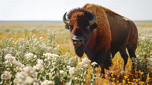 Fototapeta Naklejka Na Ścianę i Meble -  american buffalo in field