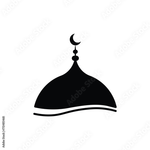 Masjid icon template design, place of worship for muslim people. Mosque vector illustration - Vector
