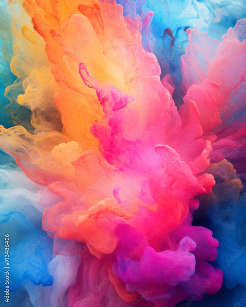 Fototapeta premium abstract watercolor background with stains colorful ink splash, paint, color, art, design, ink, grunge, vector, illustration, texture, colorful, pattern, pink, artistic, paper, mobile format 5:4