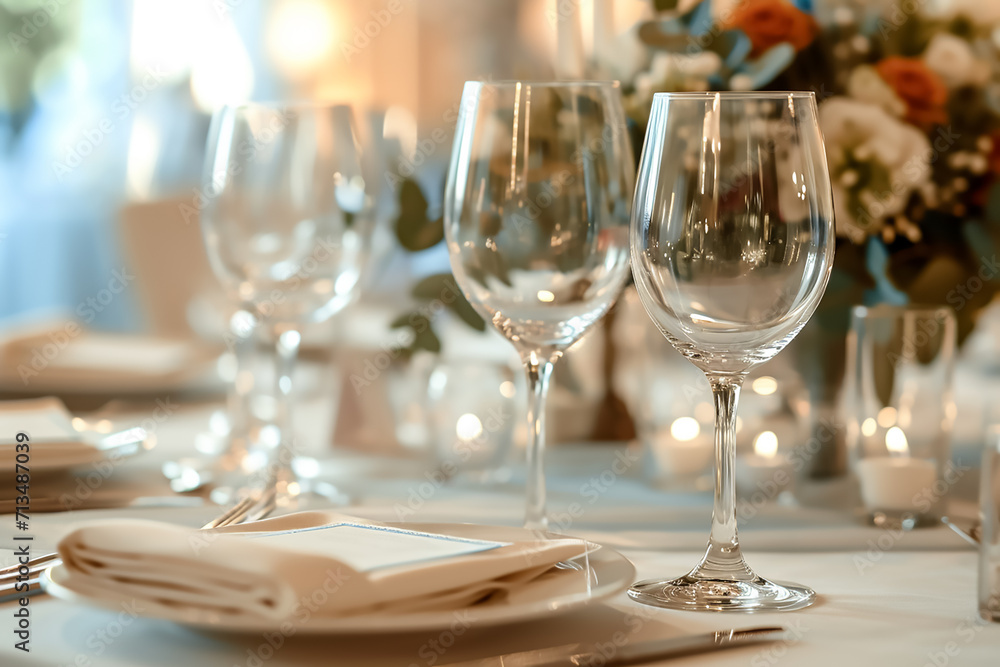 Closeup shot of wedding dining table setup