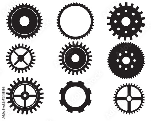 gear vector icon in black color, gear silhouette, vector illustration, suitable for design variations