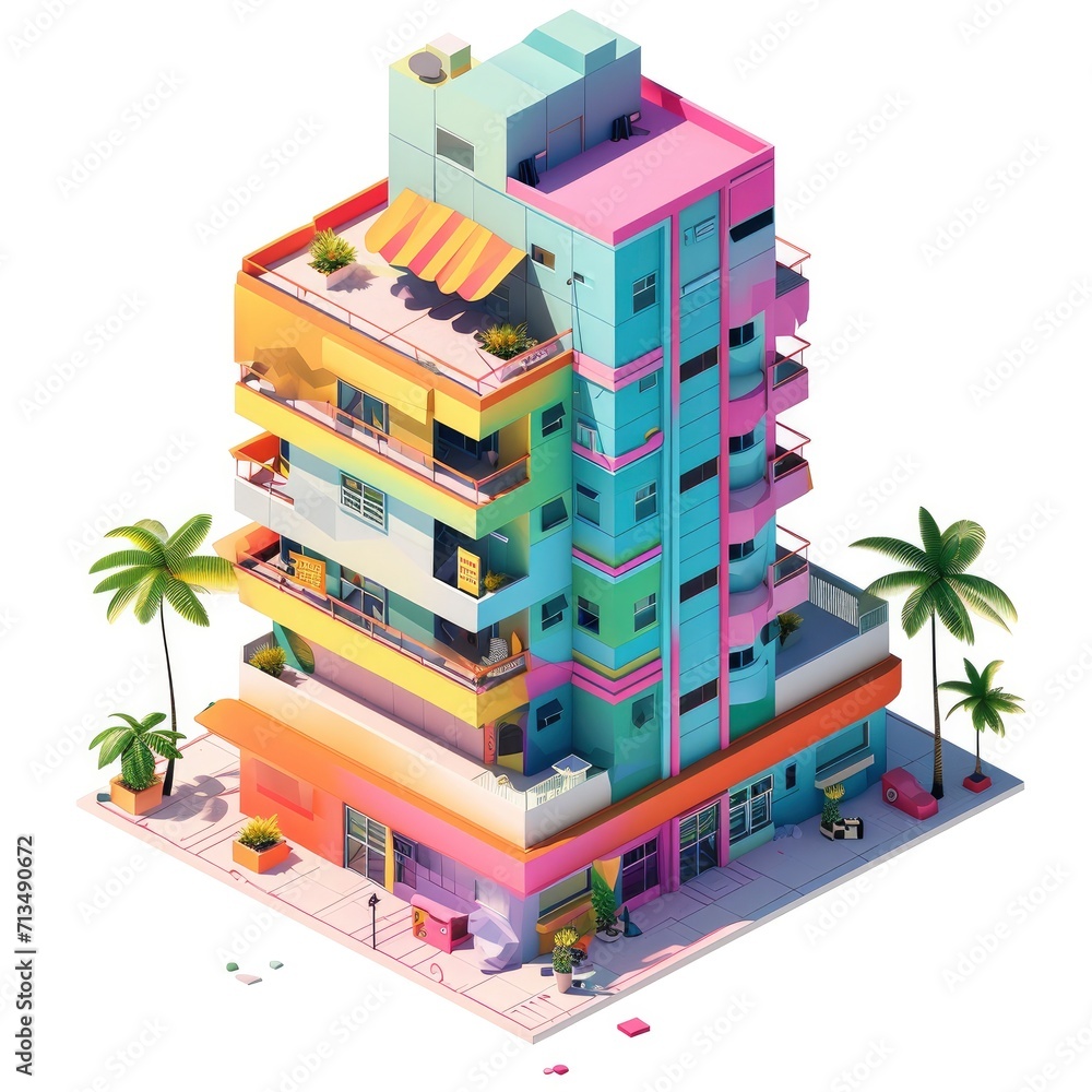 isometric 3d rendering of building icon