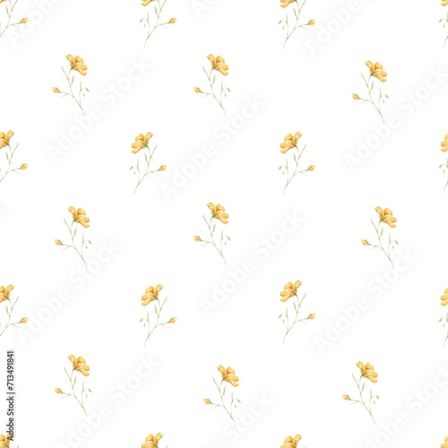 Gentle seamless pattern drawn with watercolors. The floral pattern is ideal for wallpaper or fabric for dresses