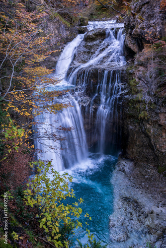 La Cueva waterfall  Ordesa i Monte Perdido National Park  Province of Huesca  Aragon