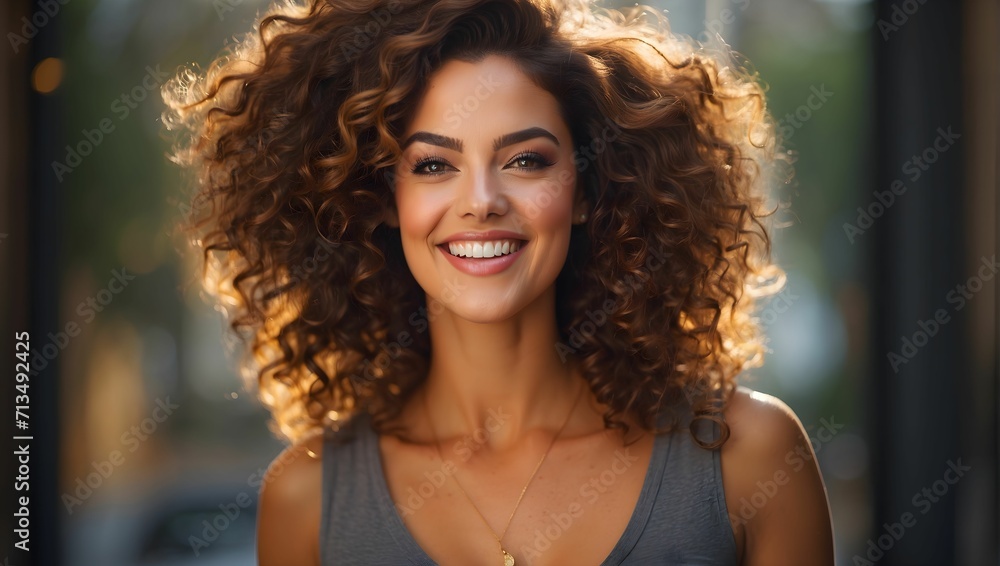 A confident woman flashing a bright and empowering smile. generative AI A confident woman flashing a bright and empowering smile. generative AI