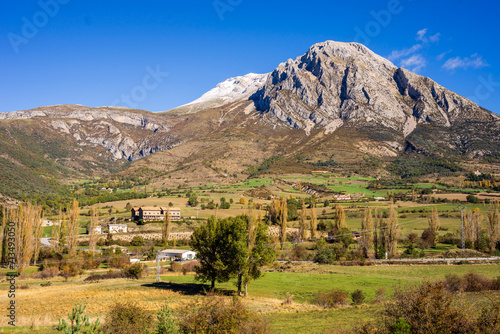 Egea village and Turbon peak, 2,492 m. Huesca province, Spain, photo